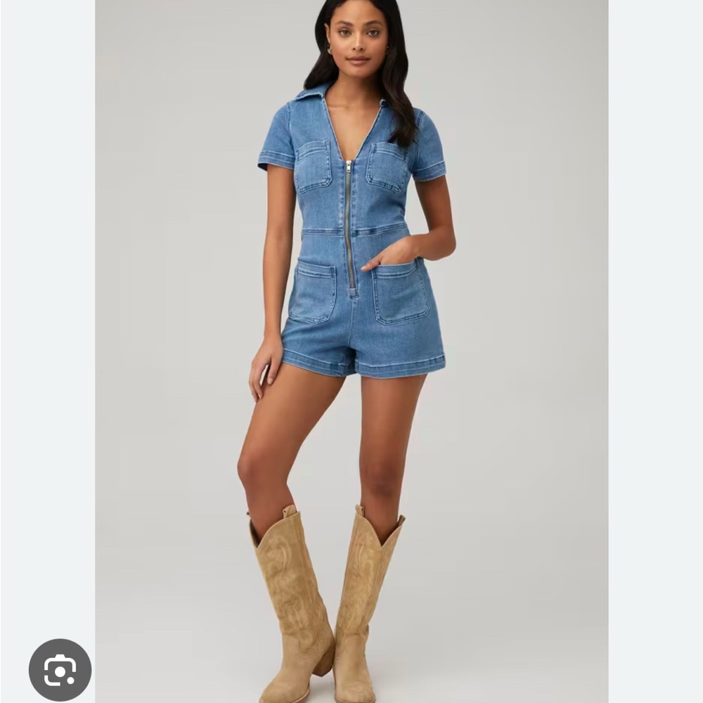 Denim Ranch Romper Free People